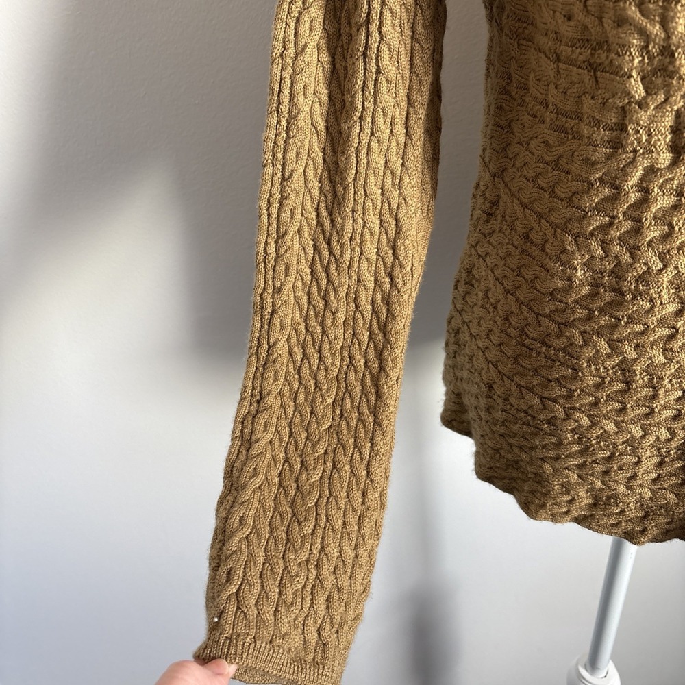 Philosophy Republic Mercerized Wool Cardigan Cable Knit Sweater Leather‎ Buttons - Picture 3 of 8